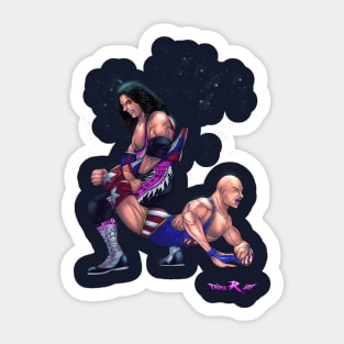 Bret Hart VS Kurt Angle wrestling Dream match original art Sticker